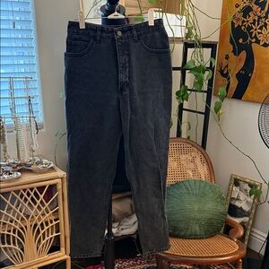Vintage 80s/90s Guess Marilyn Washed Black Ankle Zip High Rise Denim Jeans